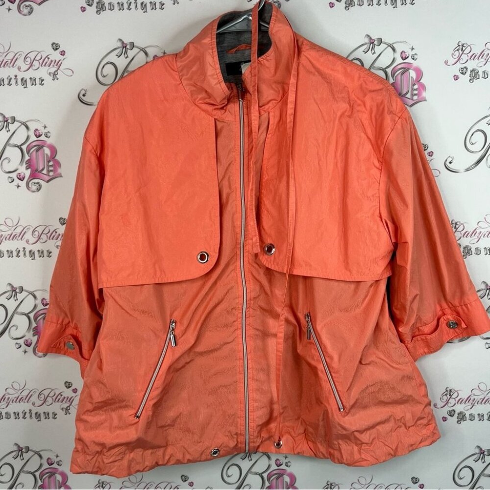 Ever sassy coat zip up buttons lightweight coral bright Orange Jacket